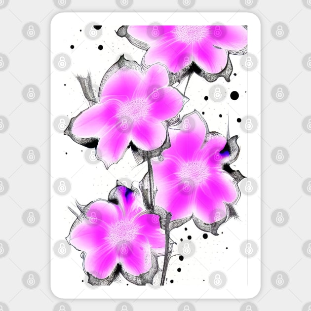 BEAUTIFUL PINK, BLUE  AND BLACK FLORAL PRINT Sticker by sailorsam1805